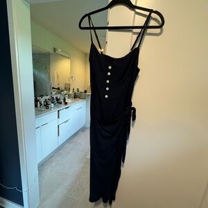 Reformation Navy Wrap Button-Down Dress